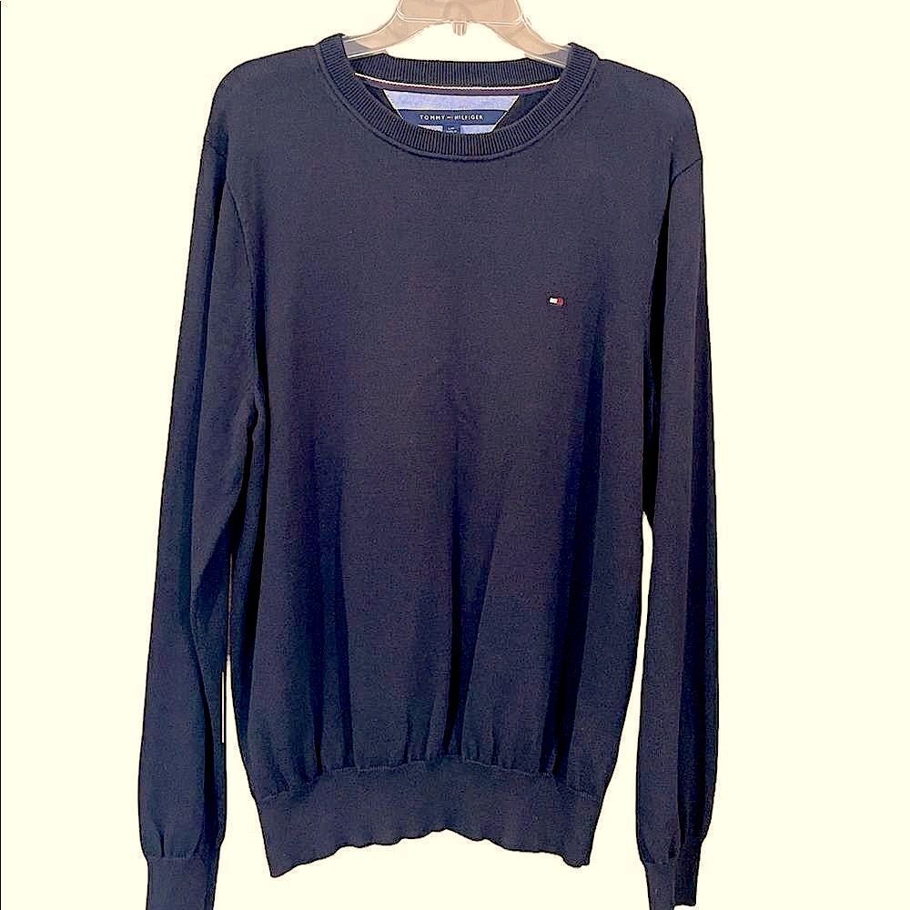 Black Tommy Hilfiger cotton crew neck sweater